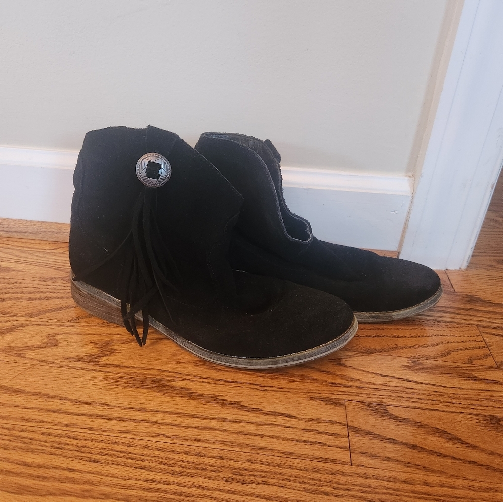 RL DENIM SUPPLY Black Suede Western Ankle Boots 9